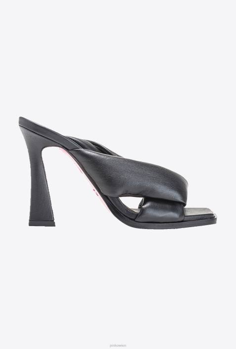 Sandalen | Pinko Limousine schwarz Slipper aus Nappaleder mit AbsatzZ4ZP1087