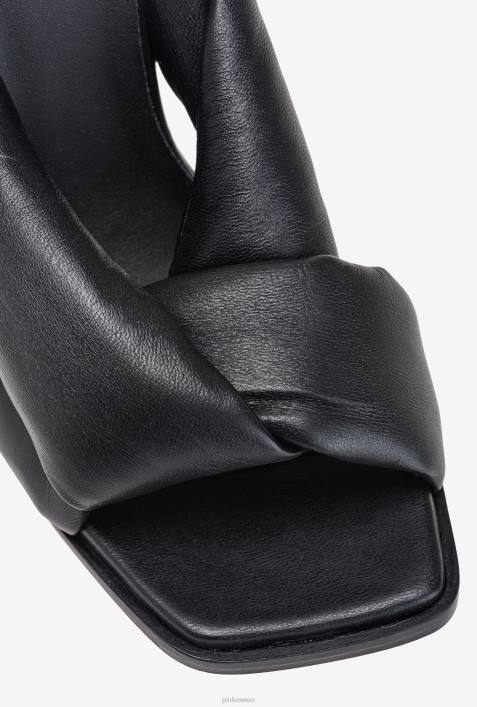 Sandalen | Pinko Limousine schwarz Slipper aus Nappaleder mit AbsatzZ4ZP1087