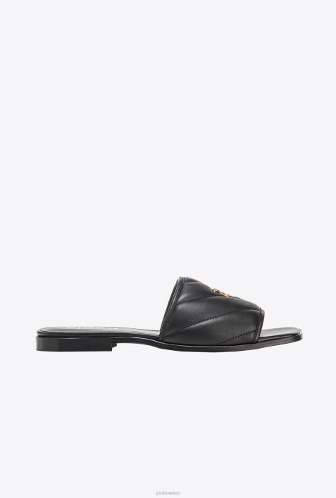 Sandalen | Pinko Limousine schwarz Slipper aus gestepptem NappalederZ4ZP1111