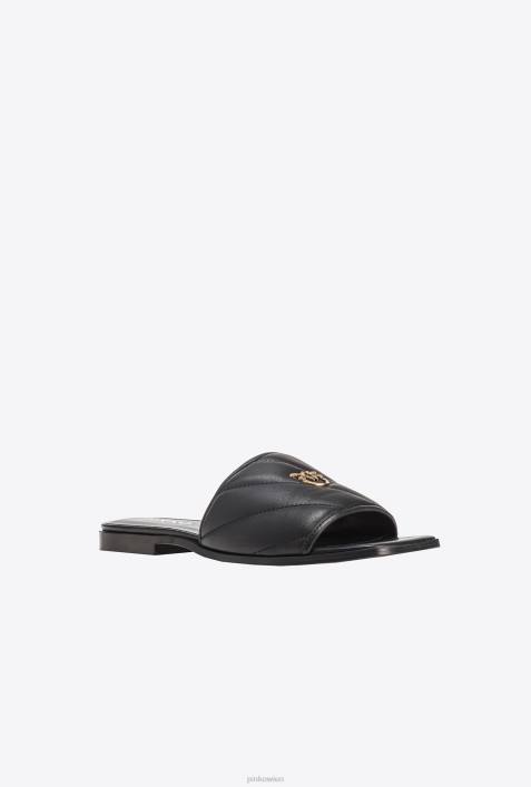 Sandalen | Pinko Limousine schwarz Slipper aus gestepptem NappalederZ4ZP1111