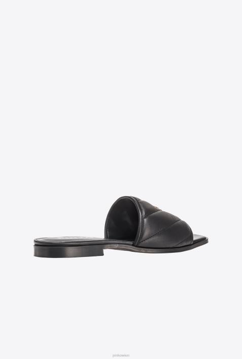 Sandalen | Pinko Limousine schwarz Slipper aus gestepptem NappalederZ4ZP1111