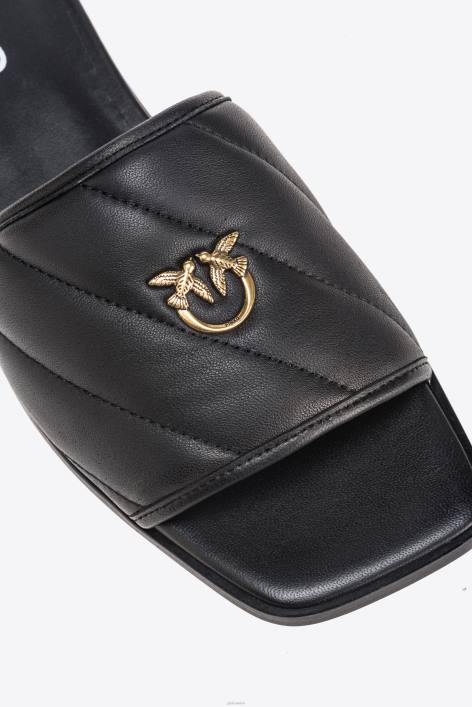 Sandalen | Pinko Limousine schwarz Slipper aus gestepptem NappalederZ4ZP1111