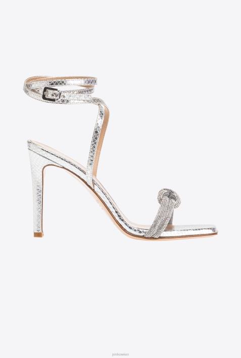 Sandalen | Pinko Silber Sandalen mit StrassknotenZ4ZP1091