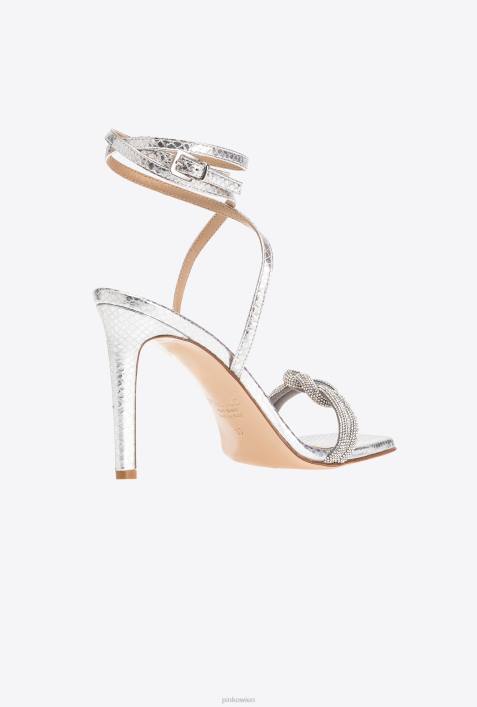 Sandalen | Pinko Silber Sandalen mit StrassknotenZ4ZP1091