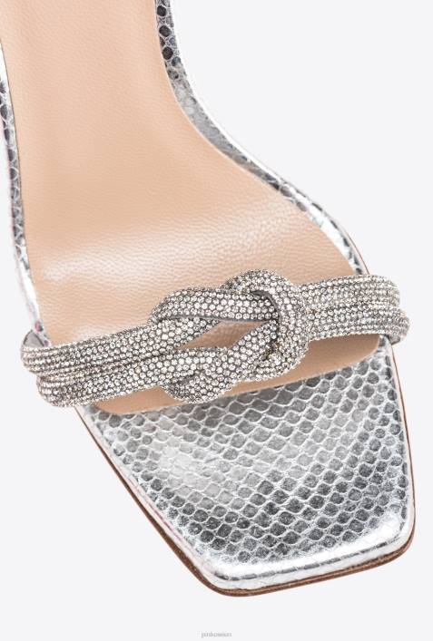 Sandalen | Pinko Silber Sandalen mit StrassknotenZ4ZP1091