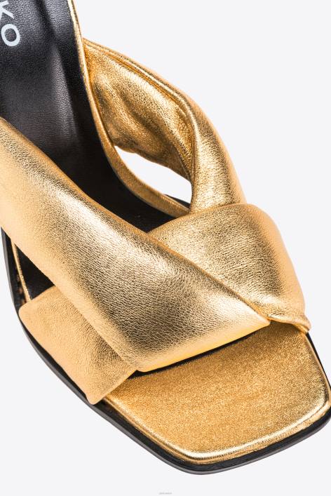 Sandalen | Pinko helles Gold Slipper aus foliertem Nappaleder mit AbsatzZ4ZP1085