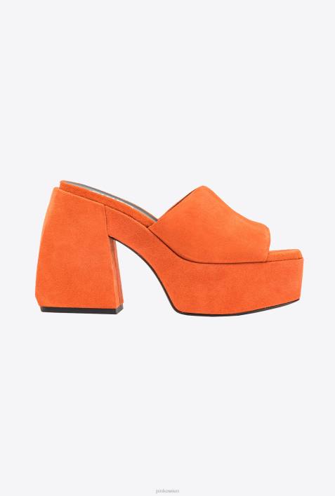 Sandalen | Pinko leuchtend orange Hohe Wildleder-PantolettenZ4ZP1116