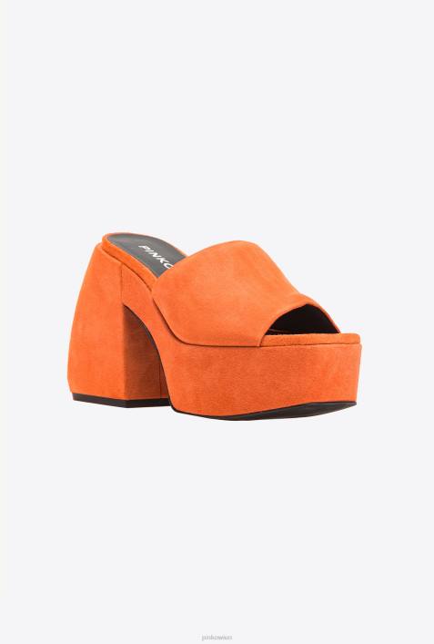 Sandalen | Pinko leuchtend orange Hohe Wildleder-PantolettenZ4ZP1116