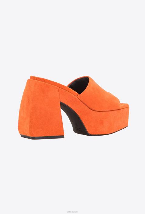 Sandalen | Pinko leuchtend orange Hohe Wildleder-PantolettenZ4ZP1116