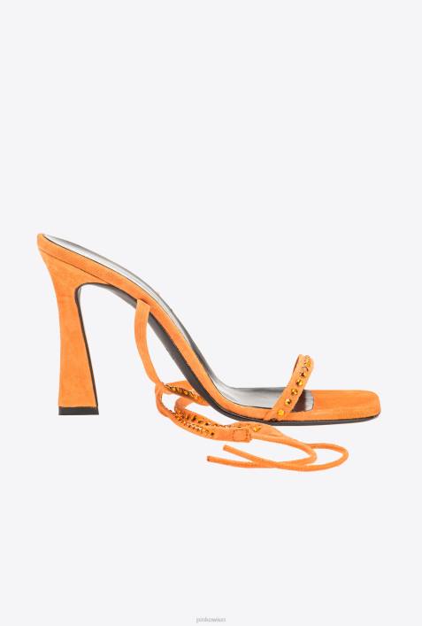 Sandalen | Pinko leuchtend orange Sandalen mit KnöchelschnürungZ4ZP1097