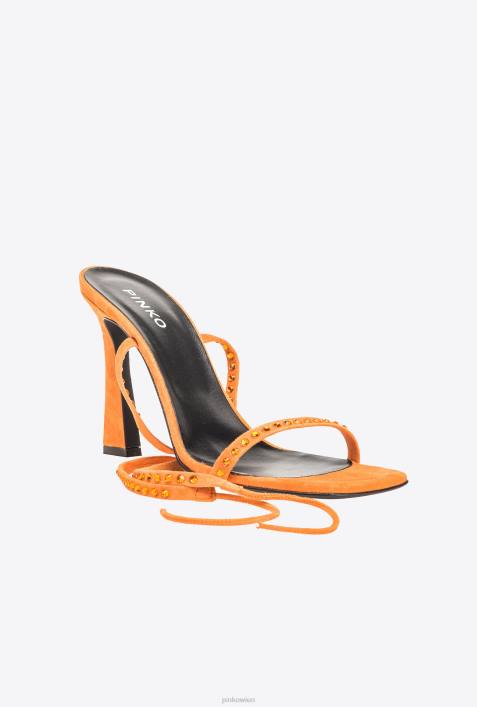 Sandalen | Pinko leuchtend orange Sandalen mit KnöchelschnürungZ4ZP1097