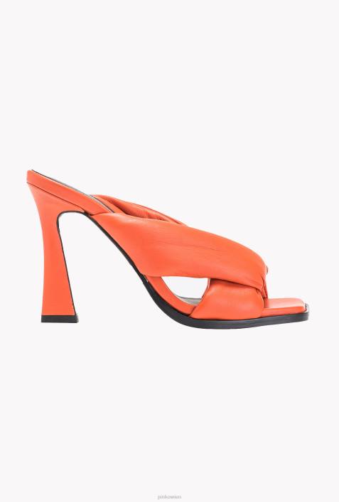 Sandalen | Pinko leuchtend orange Slipper aus Nappaleder mit AbsatzZ4ZP1086