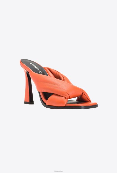 Sandalen | Pinko leuchtend orange Slipper aus Nappaleder mit AbsatzZ4ZP1086