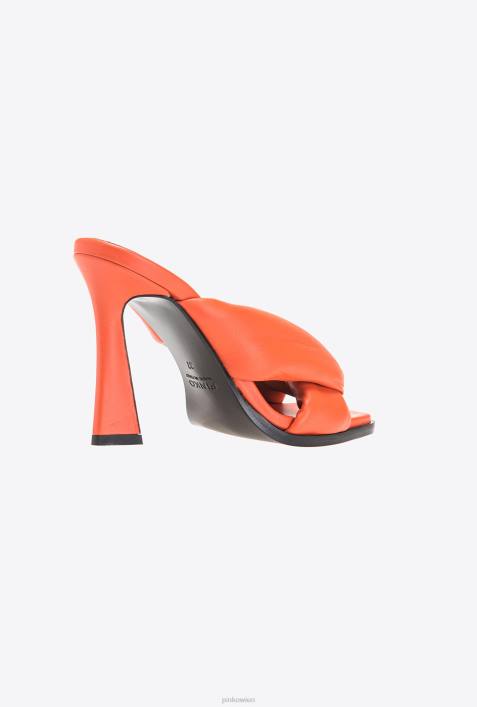 Sandalen | Pinko leuchtend orange Slipper aus Nappaleder mit AbsatzZ4ZP1086