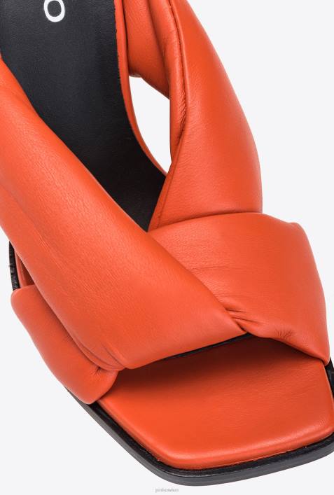 Sandalen | Pinko leuchtend orange Slipper aus Nappaleder mit AbsatzZ4ZP1086