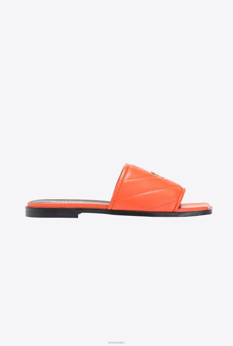 Sandalen | Pinko leuchtend orange Slipper aus gestepptem NappalederZ4ZP1113