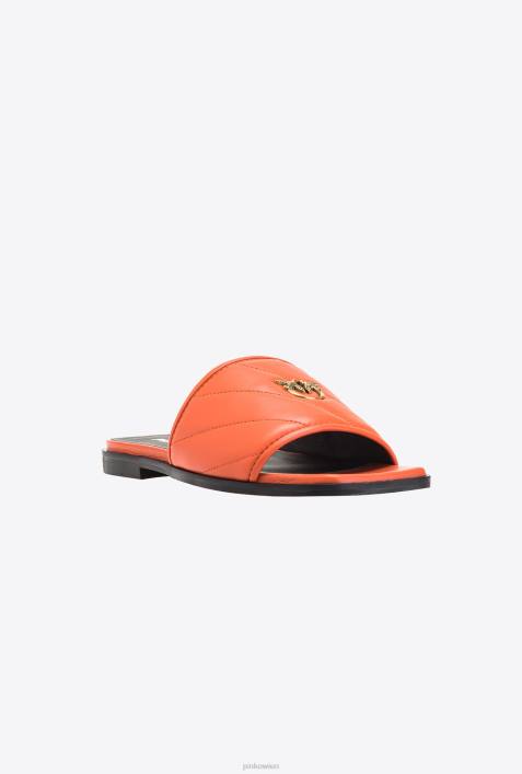 Sandalen | Pinko leuchtend orange Slipper aus gestepptem NappalederZ4ZP1113
