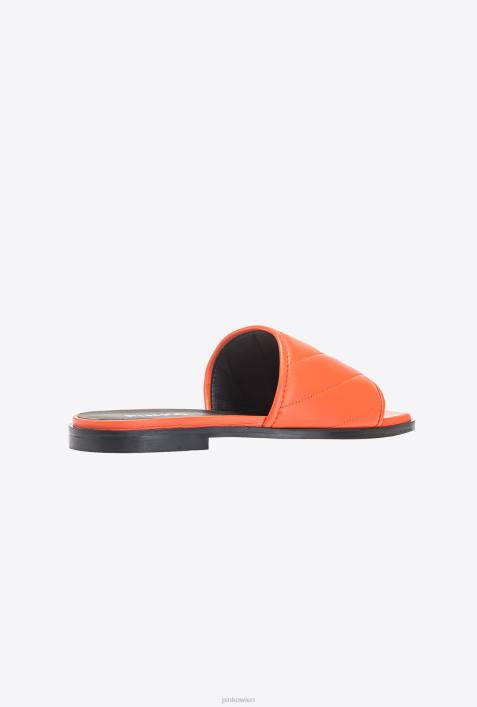 Sandalen | Pinko leuchtend orange Slipper aus gestepptem NappalederZ4ZP1113