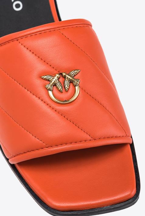 Sandalen | Pinko leuchtend orange Slipper aus gestepptem NappalederZ4ZP1113