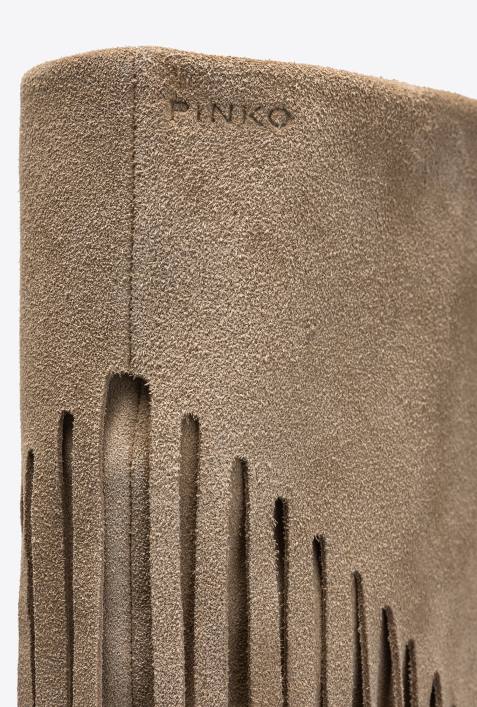 Stiefel | Pinko Beige-Helles Taupe Wildlederstiefel mit FransenZ4ZP1100