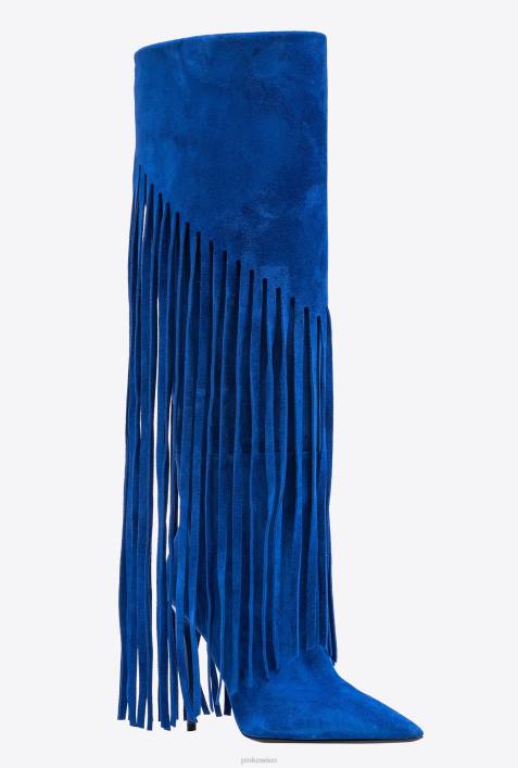 Stiefel | Pinko Clematis blau Wildlederstiefel mit FransenZ4ZP1101
