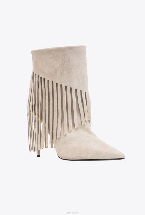 Stiefel | Pinko Lilie weiß Stiefeletten mit FransenZ4ZP1103