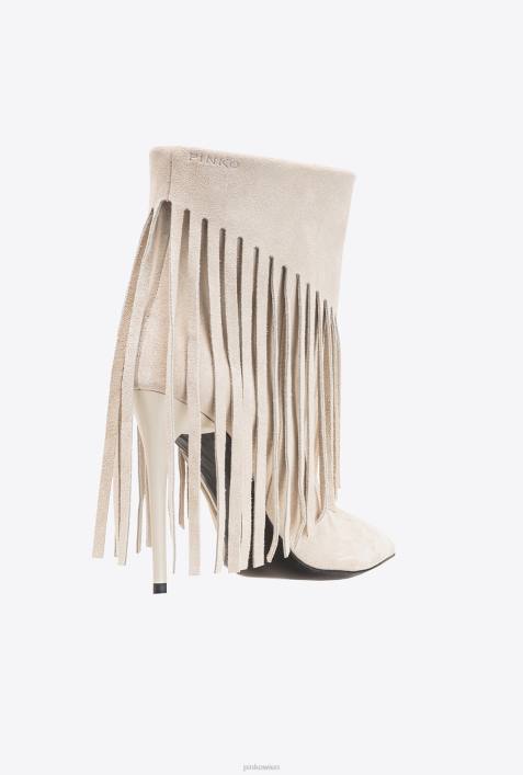 Stiefel | Pinko Lilie weiß Stiefeletten mit FransenZ4ZP1103
