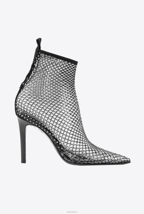 Stiefel | Pinko Limousine schwarz Mesh-Stiefeletten mit KristallenZ4ZP1079