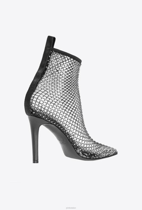 Stiefel | Pinko Limousine schwarz Mesh-Stiefeletten mit KristallenZ4ZP1079