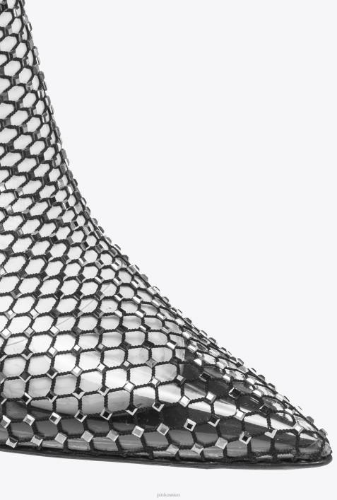 Stiefel | Pinko Limousine schwarz Mesh-Stiefeletten mit KristallenZ4ZP1079