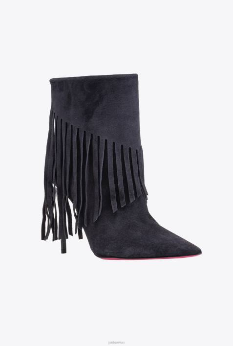 Stiefel | Pinko Limousine schwarz Stiefeletten mit FransenZ4ZP1104