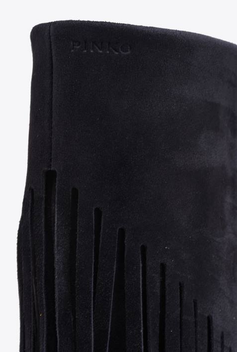 Stiefel | Pinko Limousine schwarz Wildlederstiefel mit FransenZ4ZP1099