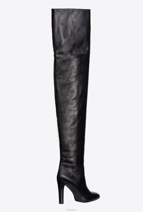 Stiefel | Pinko Limousine schwarz oberschenkelhohe LederstiefelZ4ZP1105