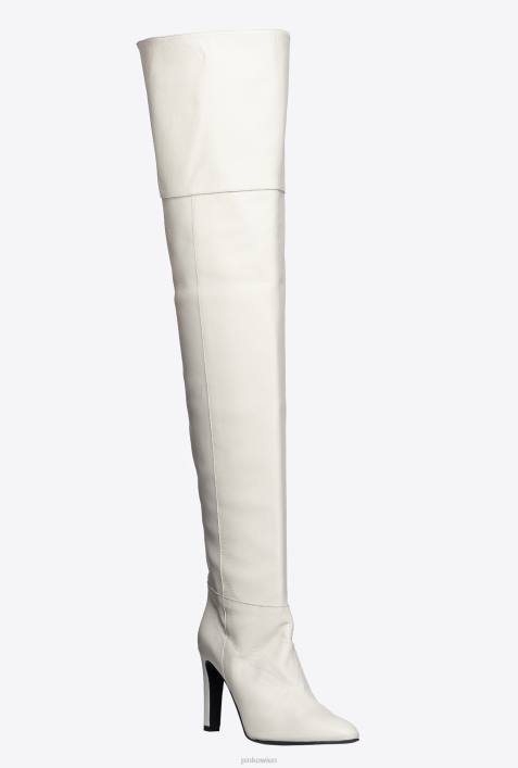 Stiefel | Pinko Weiss oberschenkelhohe LederstiefelZ4ZP1106