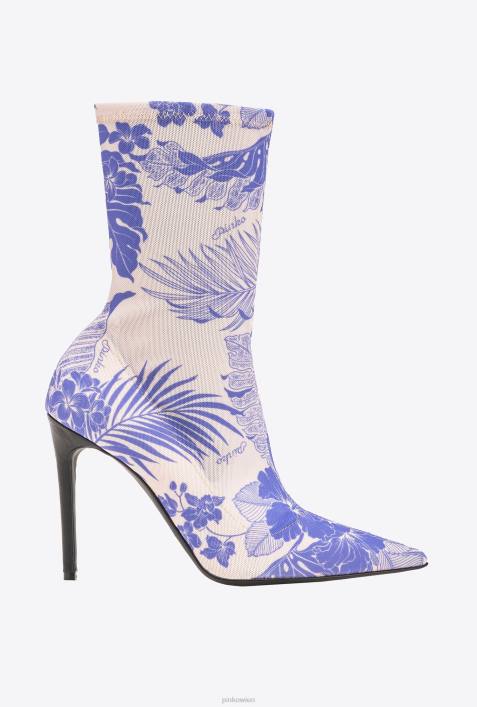 Stiefel | Pinko lila/nackt Stiefeletten aus bedrucktem MeshZ4ZP1107