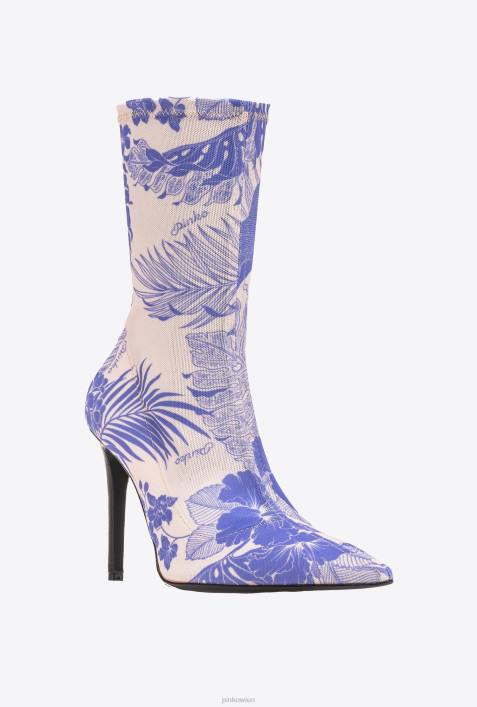 Stiefel | Pinko lila/nackt Stiefeletten aus bedrucktem MeshZ4ZP1107