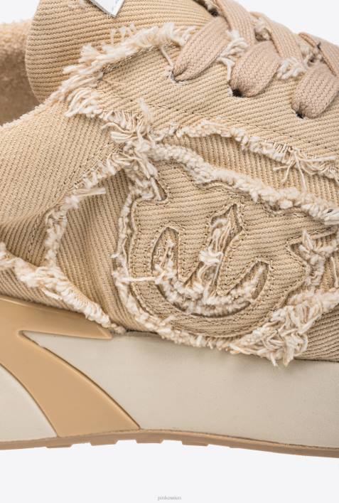 Turnschuhe | Pinko Sengendes Sandbeige Jeans-SneakerZ4ZP1074