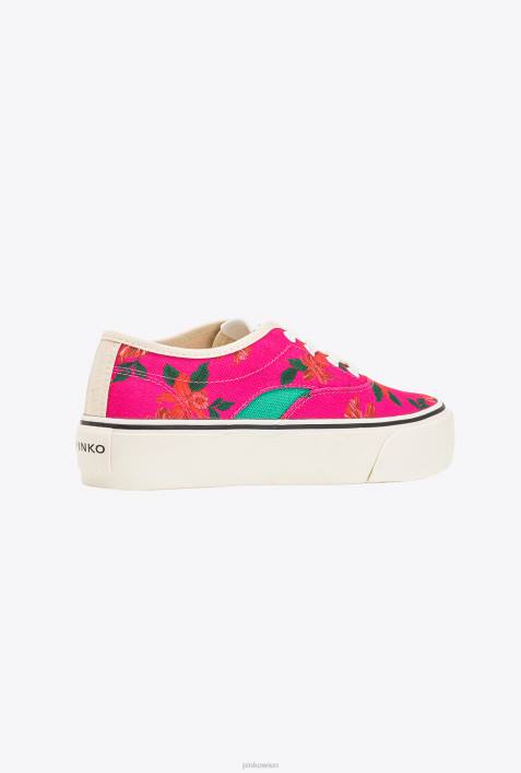 Turnschuhe | Pinko mehrfarbig - Fuchsia/Grün Skaterschuhe mit BlumenprintZ4ZP1068
