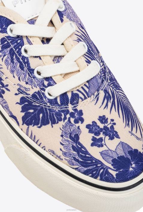Turnschuhe | Pinko weiß/lila Skaterschuhe mit BlumenprintZ4ZP1069