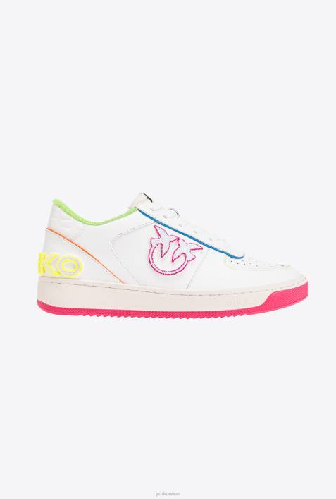 Turnschuhe | Pinko weiß/neon fuchsia Neon-Basketball-SneakerZ4ZP1063