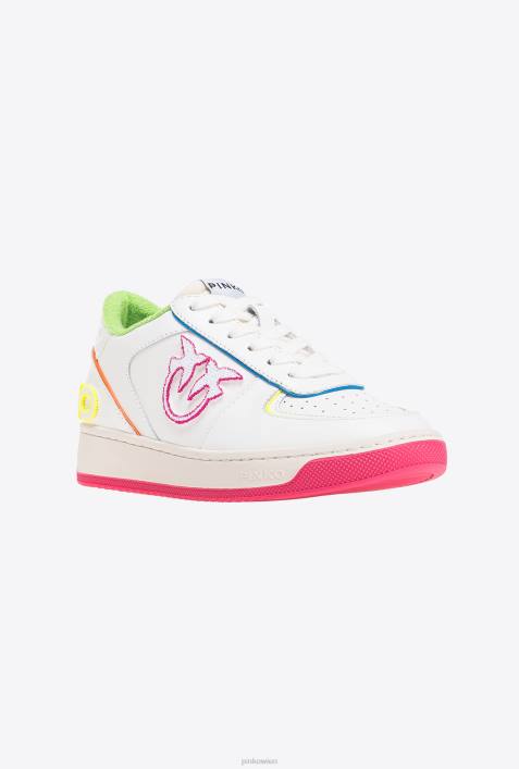 Turnschuhe | Pinko weiß/neon fuchsia Neon-Basketball-SneakerZ4ZP1063