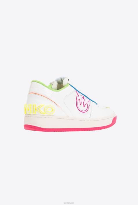 Turnschuhe | Pinko weiß/neon fuchsia Neon-Basketball-SneakerZ4ZP1063