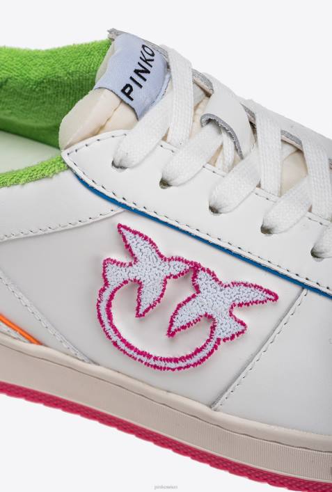 Turnschuhe | Pinko weiß/neon fuchsia Neon-Basketball-SneakerZ4ZP1063