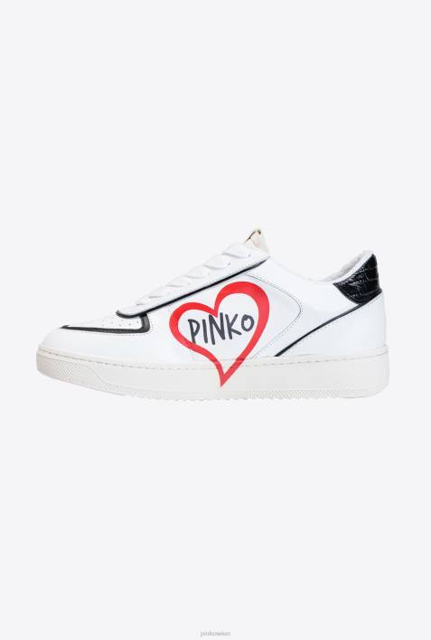 Turnschuhe | Pinko weiß/rot/schwarz Flache Sneakers mit Graffiti-DetailZ4ZP1120