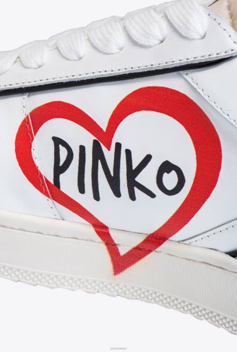 Turnschuhe | Pinko weiß/rot/schwarz Flache Sneakers mit Graffiti-DetailZ4ZP1120