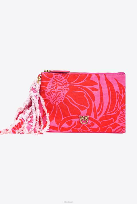 Clutch-Taschen | Pinko Pink Rot Flache Tasche aus recyceltem Canvas mit AufdruckZ4ZP1278