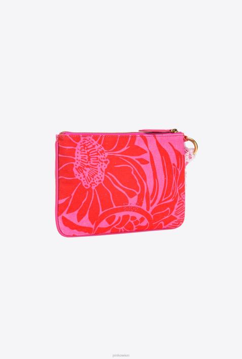 Clutch-Taschen | Pinko Pink Rot Flache Tasche aus recyceltem Canvas mit AufdruckZ4ZP1278