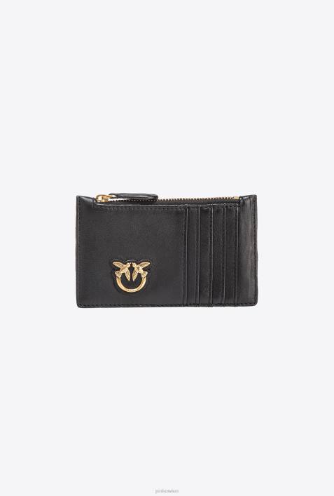 Clutch-Taschen | Pinko Schwarz-Antikgold Kartenetui mit Reißverschluss und Chevron-MusterZ4ZP1162