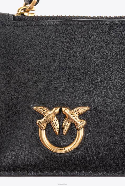 Clutch-Taschen | Pinko Schwarz-Antikgold Kartenhalter mit ReißverschlussZ4ZP1183