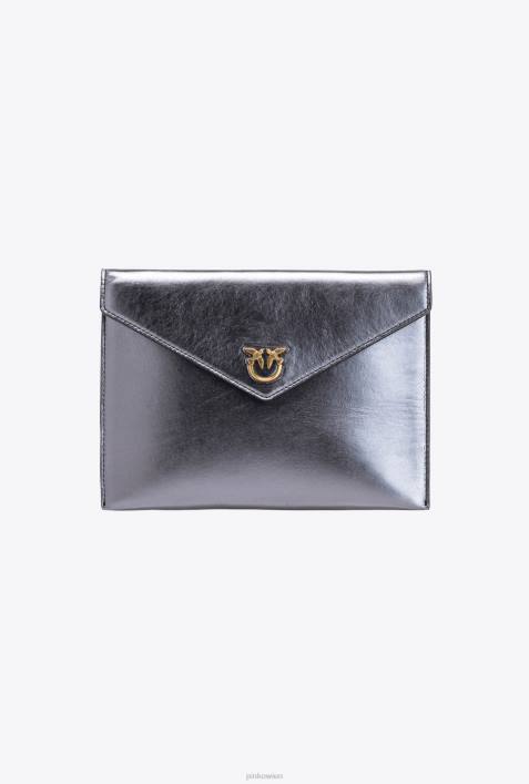 Clutch-Taschen | Pinko Silber-Antikgold laminierter FlachbeutelZ4ZP1202